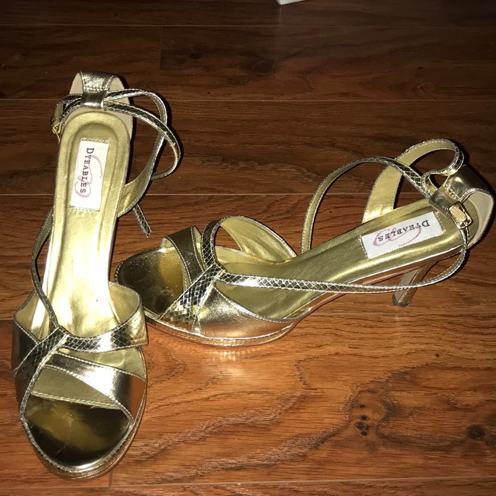 Gold Strappy Pumps